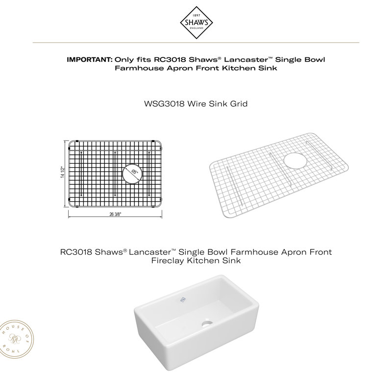 Wire 26" L x 14.5" W Sink Grid, White