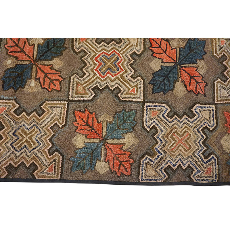 Small Late 19th Century Antique American Folk Art Hooked Area Rug