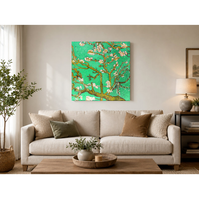 Fleurs d'amandier (1890) - art mural carré sur toile, 16" W x 16" H