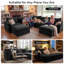 Canapé modulaire Amabilia, canapé Cloud confortable avec repose-pieds mobile, canapé à assise profonde - chenille-noir-570139562