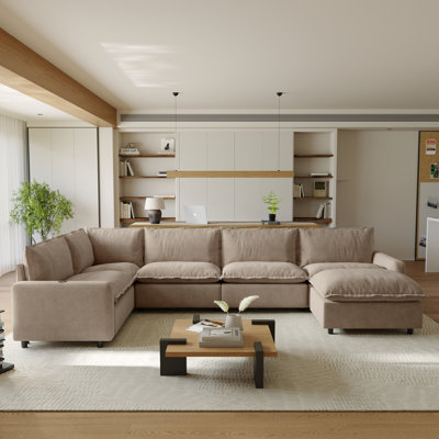 Moncada 6-Piece Modular Linen L-Shaped Power Reclining Sectional With Zero-Gravity And Heated Seats