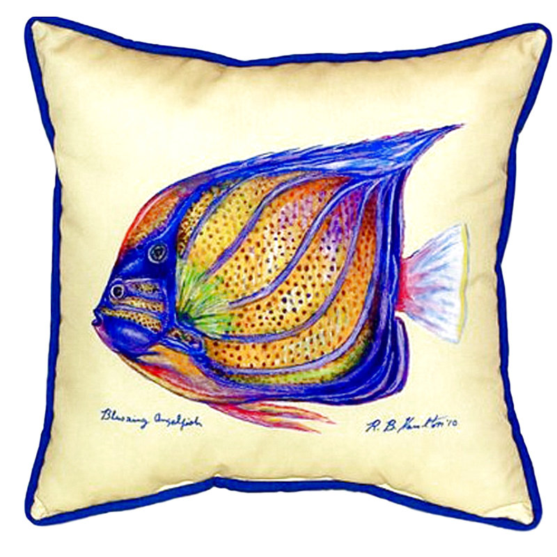 Coussin décoratif intérieur / extérieur Sailfin Tang, H 20 po x l 22 po, Jaune
