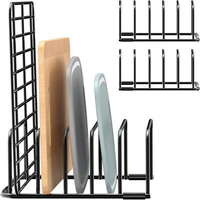 Cutting Board Organizer and Baking Sheet Rack, [2-Pack] Black Heavy Duty Metal Cookie Sheet Organizer