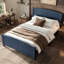 Lit plateforme double, lit plateforme en bois massif avec lattes de soutien et structure solide, sans sommier tapissier, bleu-1614643864