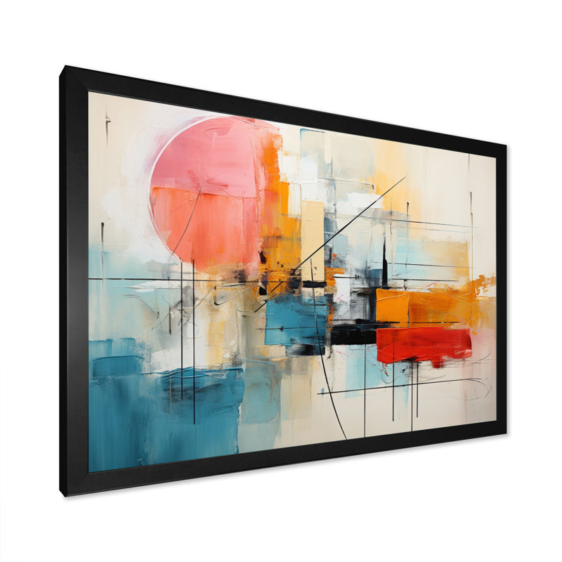 Abstract Chromatics II - Abstract Collages, art mural, Cadre simple noir, H 12 po x l 20 po x P 1 po
