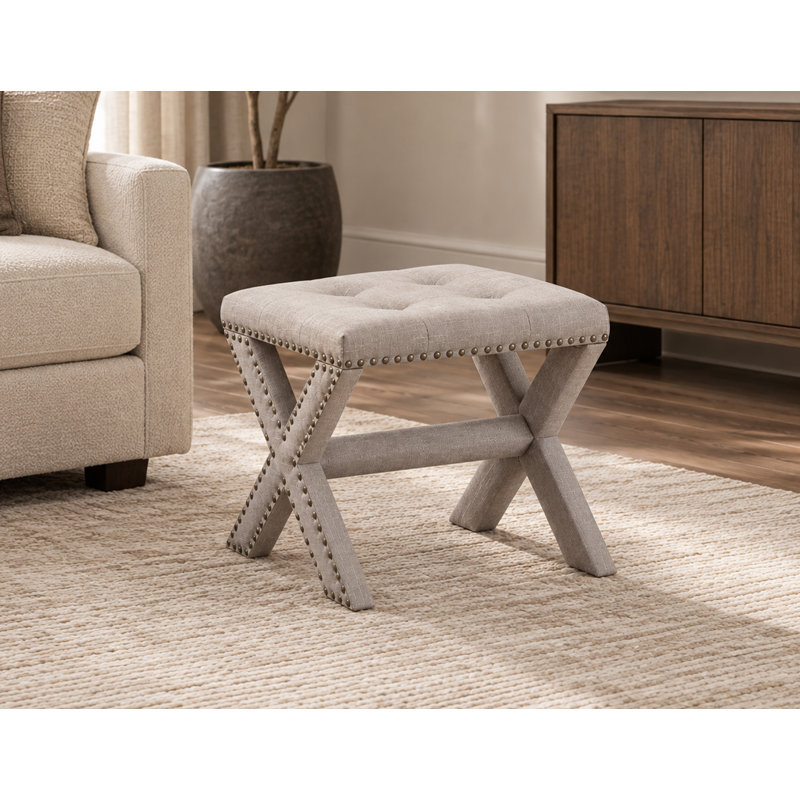 Vanhorne Linen Upholstered Bench, Gray