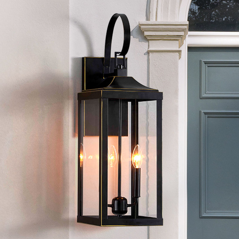 Gaudencia 25.7" H 2-Light Metal Outdoor Wall Lantern, Bronze