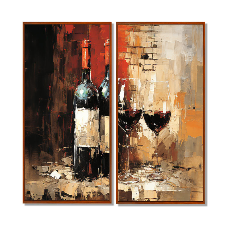 «Midnight Blue Sommeliers Red Wine - Black», art mural sur toile, 32" H x 32" W, Impression encadrée flottante, Brown
