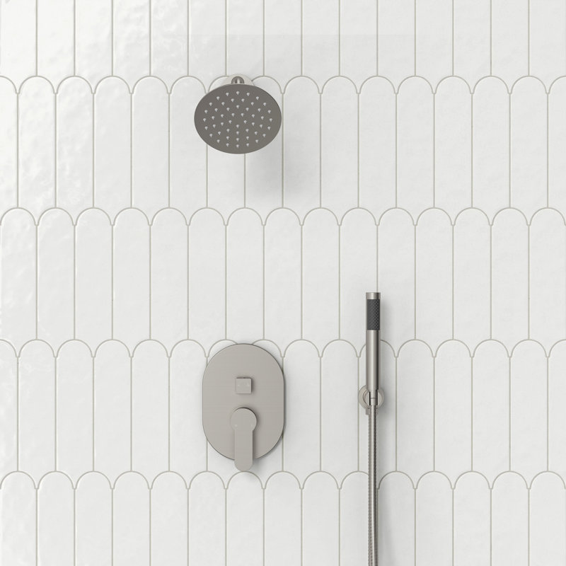  Système de douche à pression équilibrée, robinet de douche à pluie de 6 pouces avec valve brute, Nickel brossé