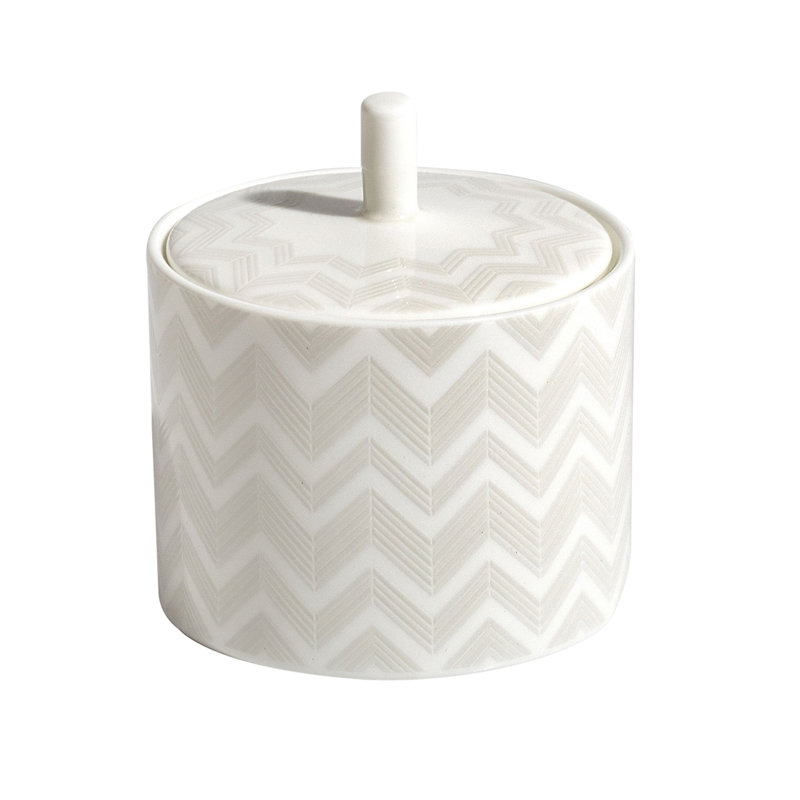 Missoni Sugar Pot ZIG ZAG  White Diam. 3.3", H 3.5"