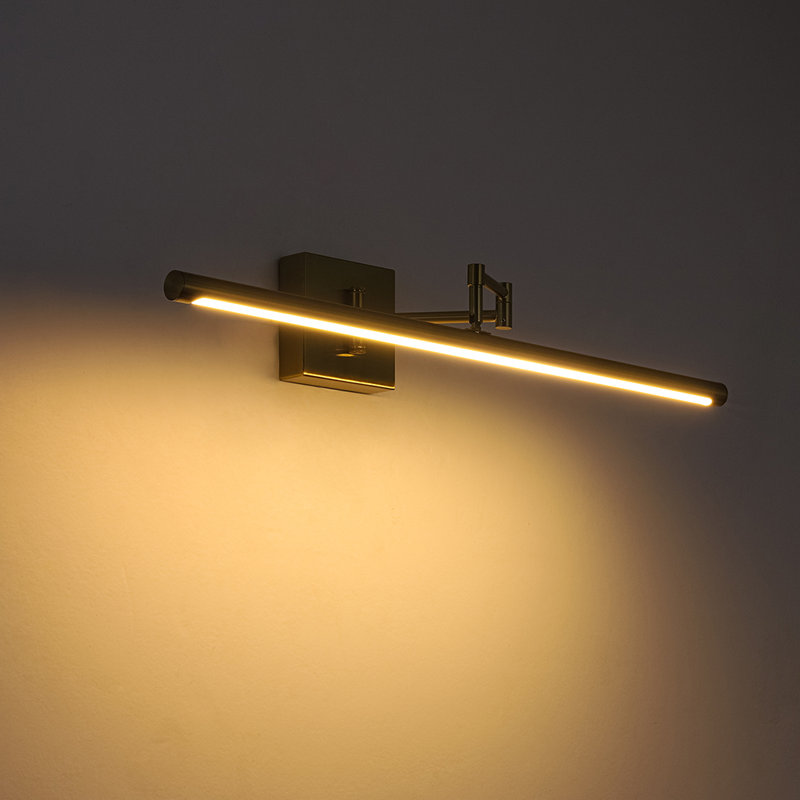 28'' Linear Dimmable Led Vanity Light With Articulated Adjustable Swing Arm, Brass
