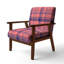 Fauteuil d'appoint rembourré à motif Blue Tartan-1896060896