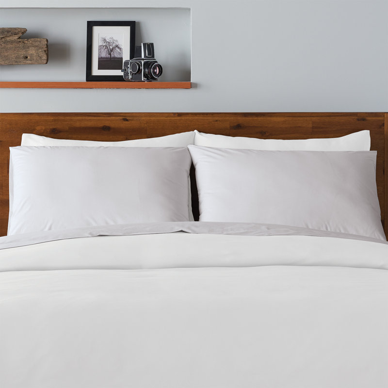 Full Size Light Grey Cotton Percale Deep Pocket Sheet Set