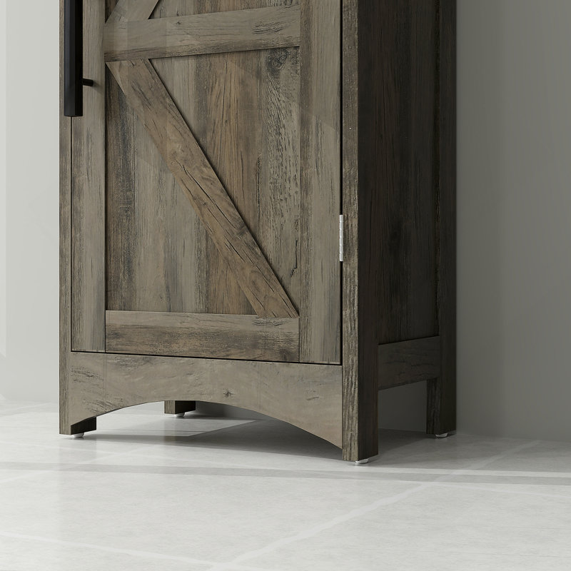 Narrow Cabinet,Tall Slim Bathroom Storage Cabinet, Gray/Oak