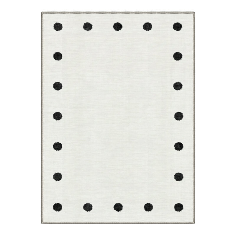 Abrahamson Nebular Modern Machine Washable Black / White Indoor Area Rug with Non-Slip Backing, Rectangle 8' x 10'