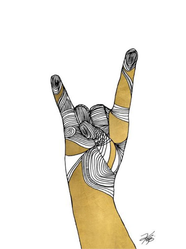 Sign Language IV Print by Kelli Ellis, Gilded Gold, 32" H x 24" W x 1.5" D