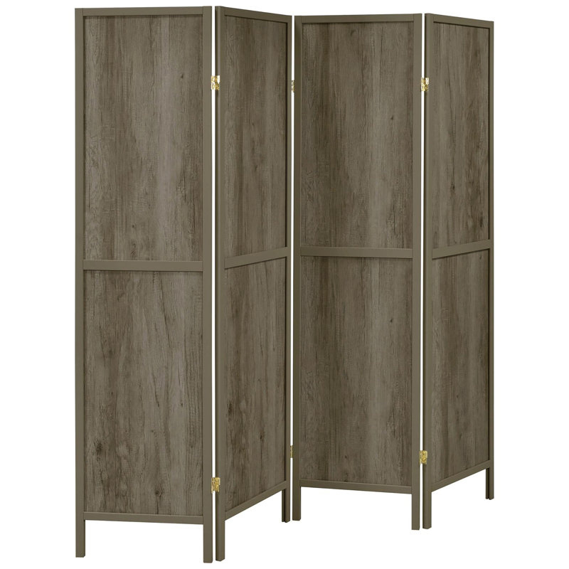 Paravent gris rustique en bois flottant, 4, 72,03 po x 69,5 po x 0,74 po, pin, placage et matériaux pliants, gris, H 72,03 po x l 69,5 po x P 0,74 po