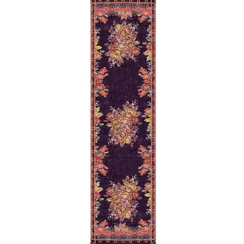 Tapis noir Ottilie, Tapis de couloir 2 pi 6 po x 7 pi 7 po