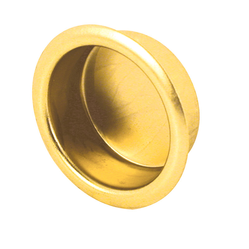 Prime-Line Sliding Closet Door Finger Pulls (4 Pack), Brass, 0.85" H x 0.85" W x 0.3" D