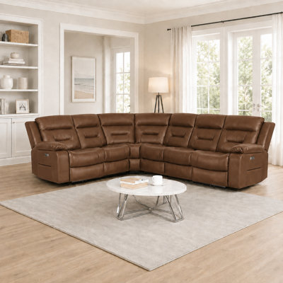 L-Shaped Power Reclining Sectional Couch with 2 Recliners, Consoles with Cup Holders, USB and Type-C Ports