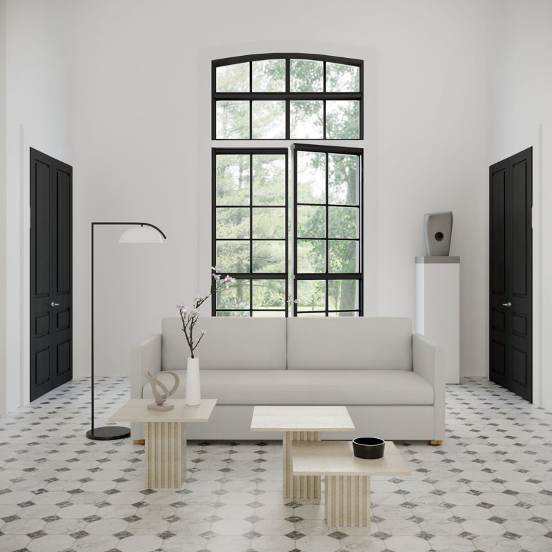 Canapé Madison, Albâtre de lin à tissage carré, H 33 po x l 96 po x P 41 po, Brun foncé