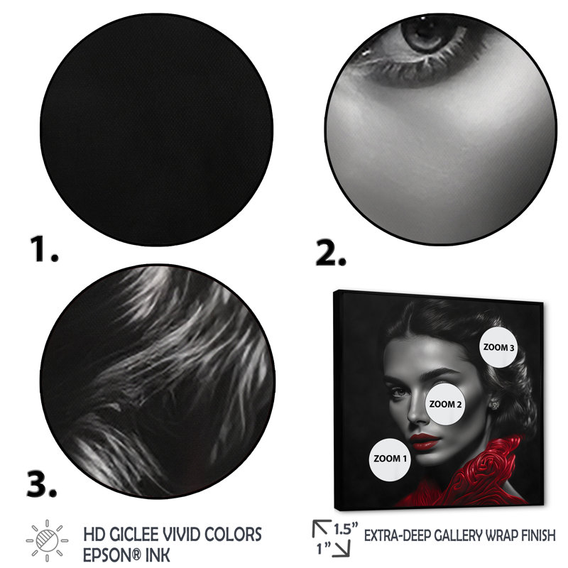 «Mullace Retro Gracity» en noir et rouge X - reproduction sur toile, H 30 po x l 30 po x P 1 po