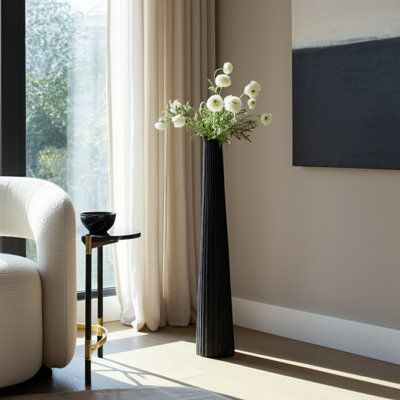 Katarin Decorative Floor Vase for Home Decor - Modern Tall Vase with Textured Finish - Sculptural Vases for Living Room - Statement Flower Vase for Corner Spaces