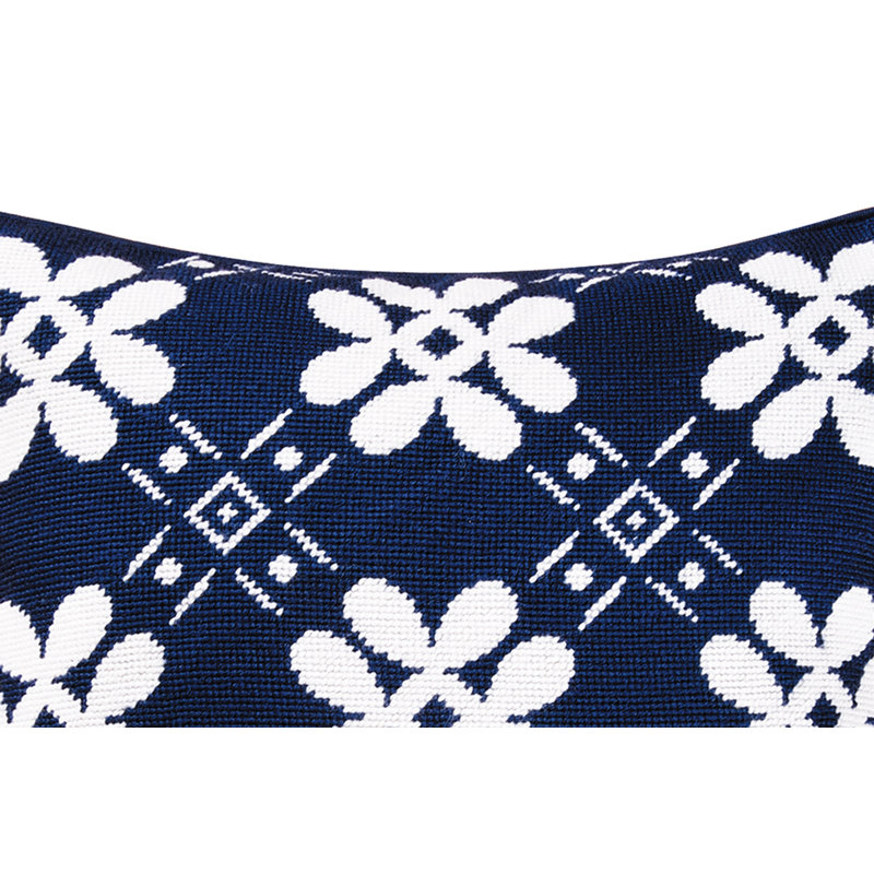 Tile Needlepoint Pillow, Blue