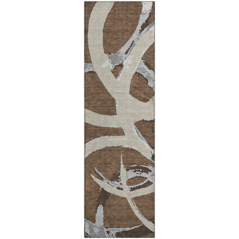 Premium Machine Washable Mayfield AMF1022 Circles Rug, Runner 2'3" x 7'6"