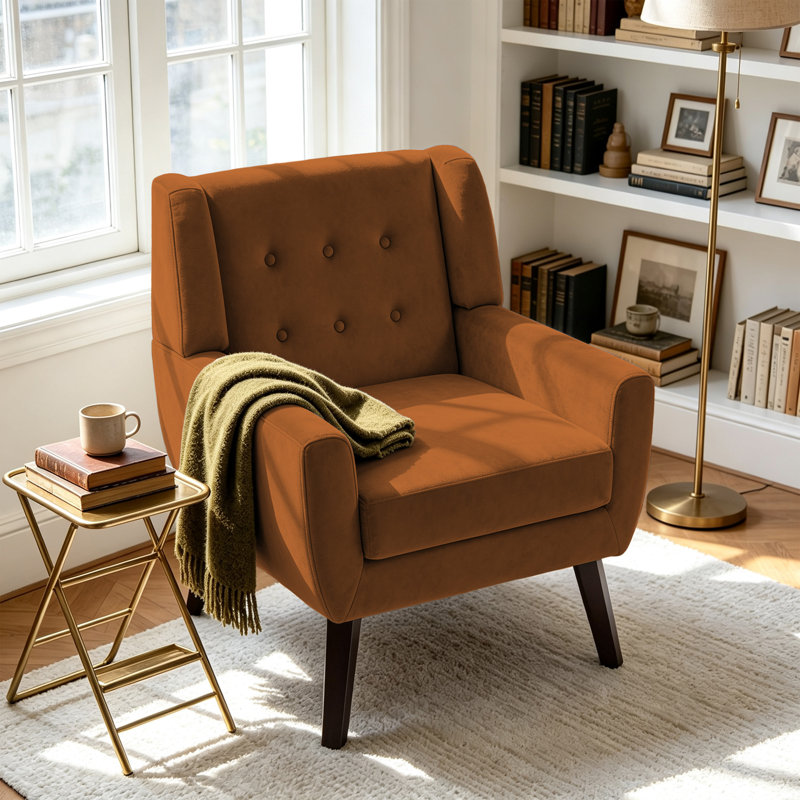 Fauteuil Jaqueze, Velours orange performance