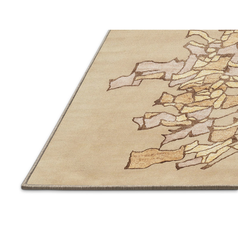 Surface beige contemporaine tapis, Rectangle 5 pi x 7 pi