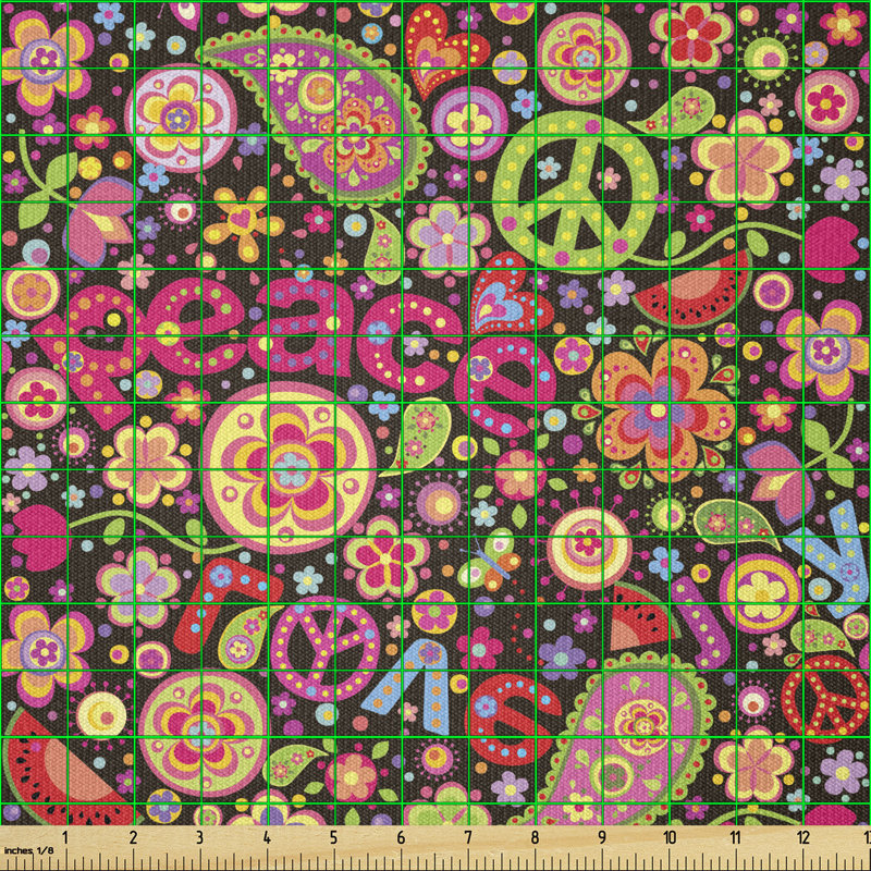 Decody Hippie Leaves Music Keys Multi-Purpose Fabric