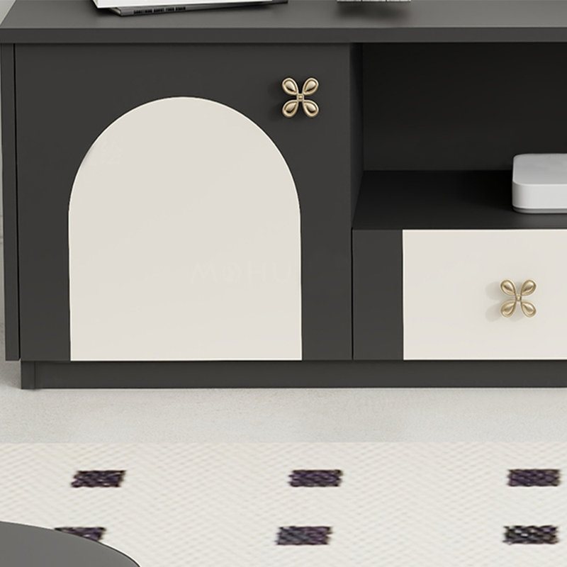Meuble télé de salon de style italien, Noir/crème, 70.87"