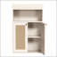 Armoire de rangement pour salle de bain avec 2 portes en rotin, autoportante avec tablette réglable et rangement ouvert pour la vie organisée