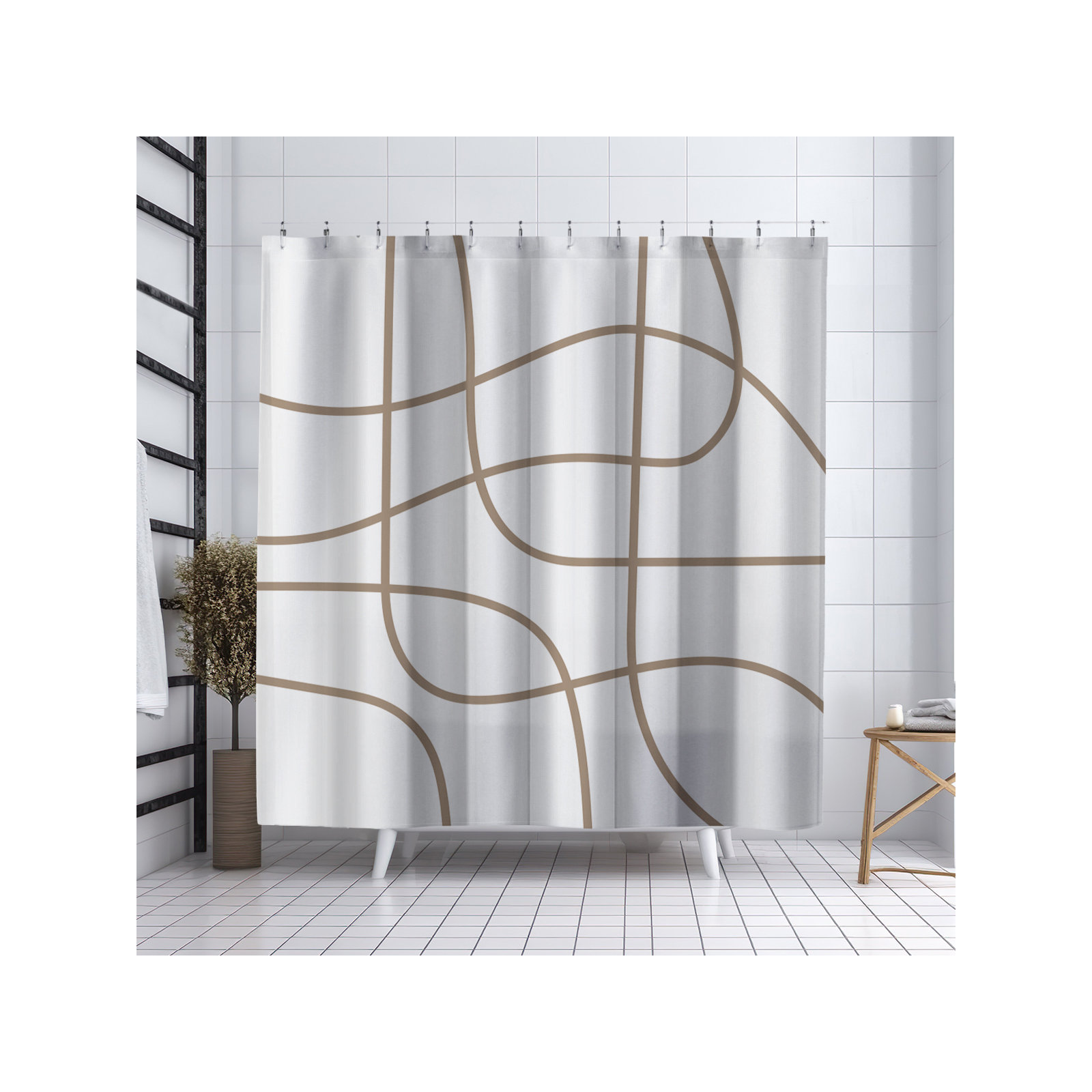 Coco Polyester Shower Curtain, Beige