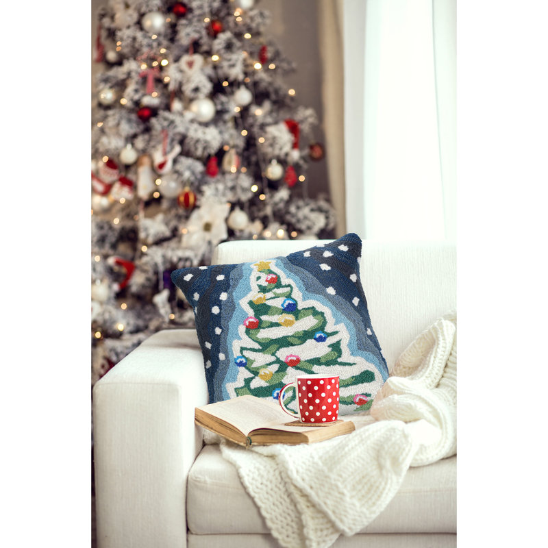 Festive Square Christmas Tree Indoor/Outdoor Pillow