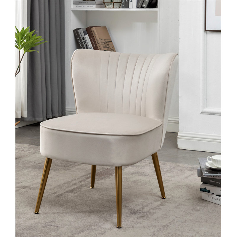 Upholstered Slipper Chair, Ivory