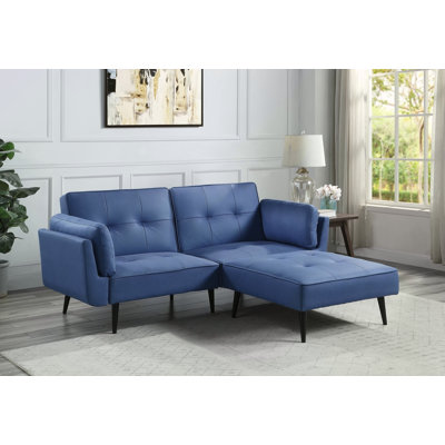 Canapé et repose-pieds réglables en tissu bleu Nafisa