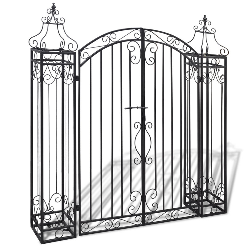 122cm W x 20.5cm D Iron Arbour Gate with Gate in Black
