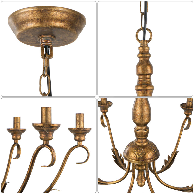 Josuel 6 - Light Dimmable Classic / Traditional Chandelier, Antique Brass