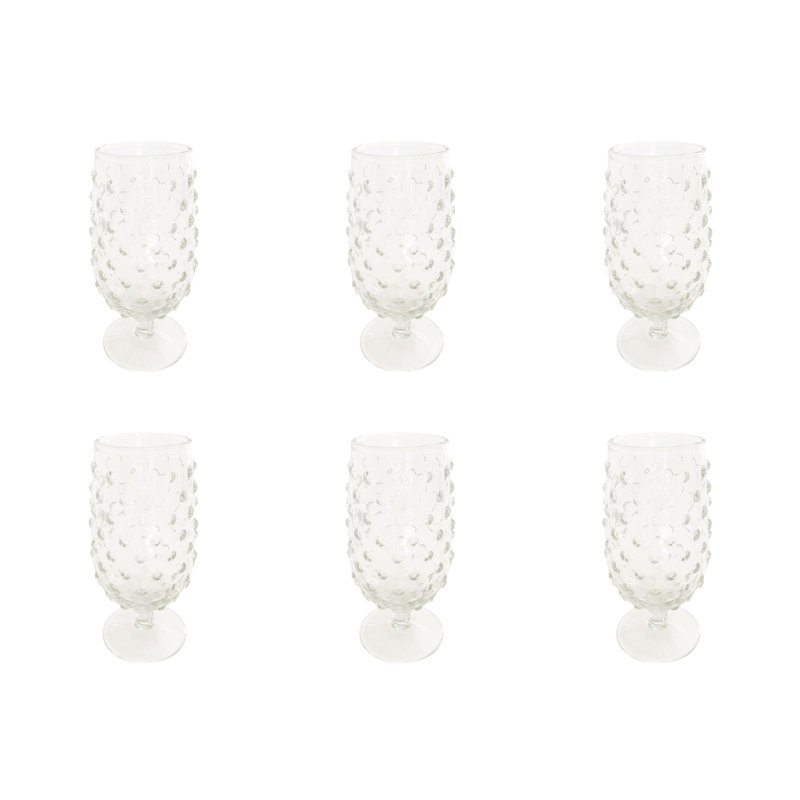 Clothilda Glass Hobnail Stemmed Drinking Glass, Clear