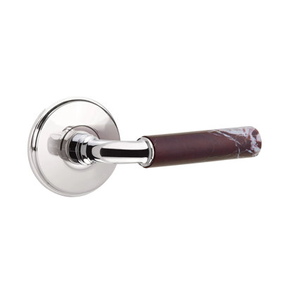 Emtek Select Privacy Leverset w/ Watford Rosette & R-Bar Stem, Rosso Levanto Marble Lever (CF)