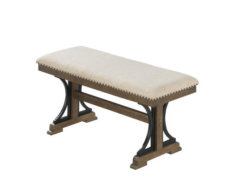 Linen Blend Upholstered Bench