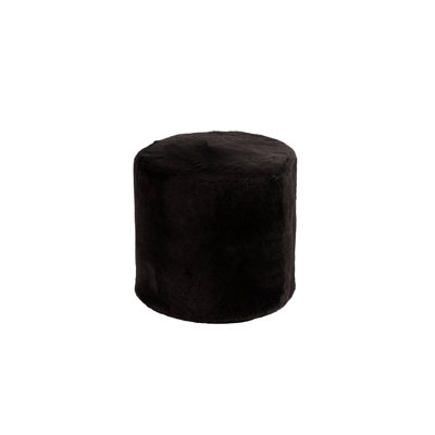  Furniture Tall Ottoman Shearling Round Black