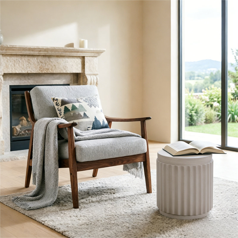 17'' H Modern Round End Table,Earth Tone-Colored