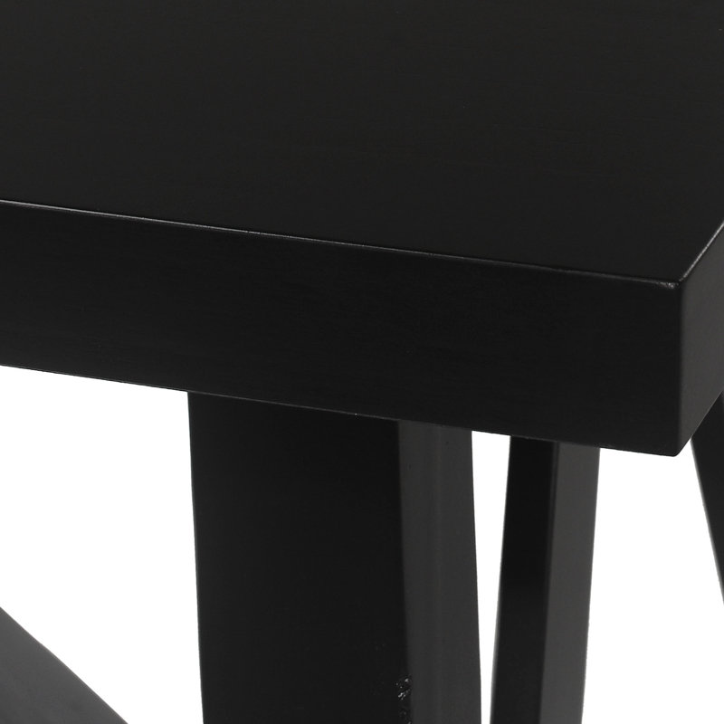 de salle à manger de style avec bois d'hévéa, l 71,22 po x P 44,50 po x P 30,01 po, noir mat, bois massif et matériau en bois d'hévéa stable, assemblage requis
