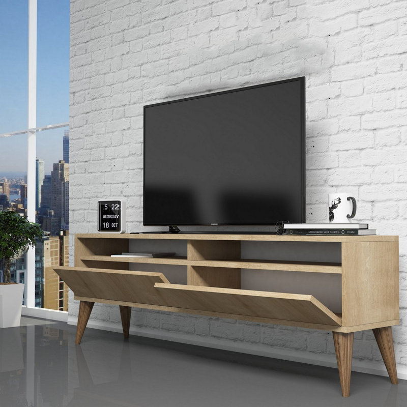 Meuble télé 59,1 po x 11,8 po x 11,8 po Modern Modern | 100% panneau de particules enduit de mélamine, épaisseur: 0,7 pouce | Design scandinave, élégant et durable, parfait pour le salon et le divertissement, brun uni