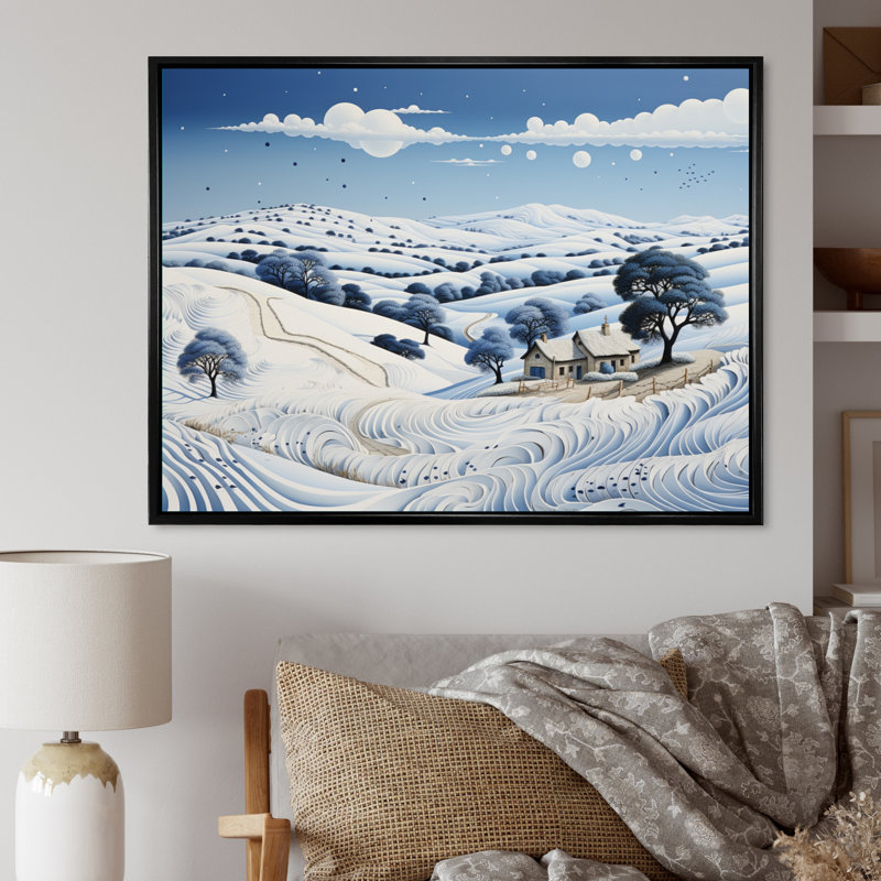«Snow Winters Solitude I» sur toile, H 12 po x l 20 po x P 1 po, Cadre flottant noir