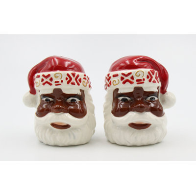 Cosmos Gifts First Light African American Santa Salt and Pepper Shaker Set