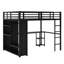 Structure de lit mezzanine avec garde-robe, bureau et tablettes de rangement